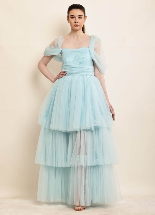 Frozen Sapphire Tulle Layered Gown - DrapeMe - Your Affordable place for In-Trend clothing