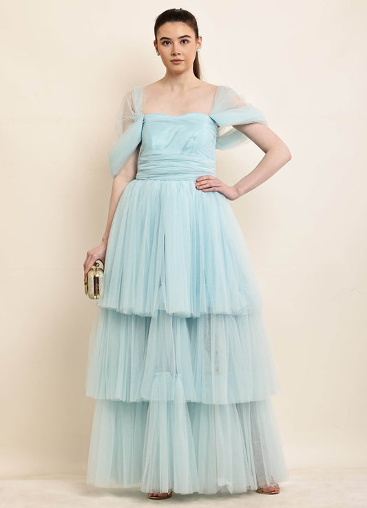 Frozen Sapphire Tulle Layered Gown - DrapeMe - Your Affordable place for In-Trend clothing