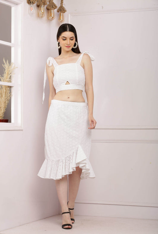 Schiffli Co Ord Set For Summers - DrapeMe - Your Affordable place for In-Trend clothing