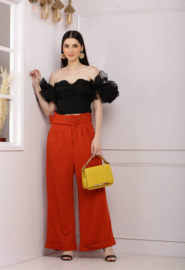 Black Ruffled Offshoulder Corset Style Top - DrapeMe - Your Affordable place for In-Trend clothing