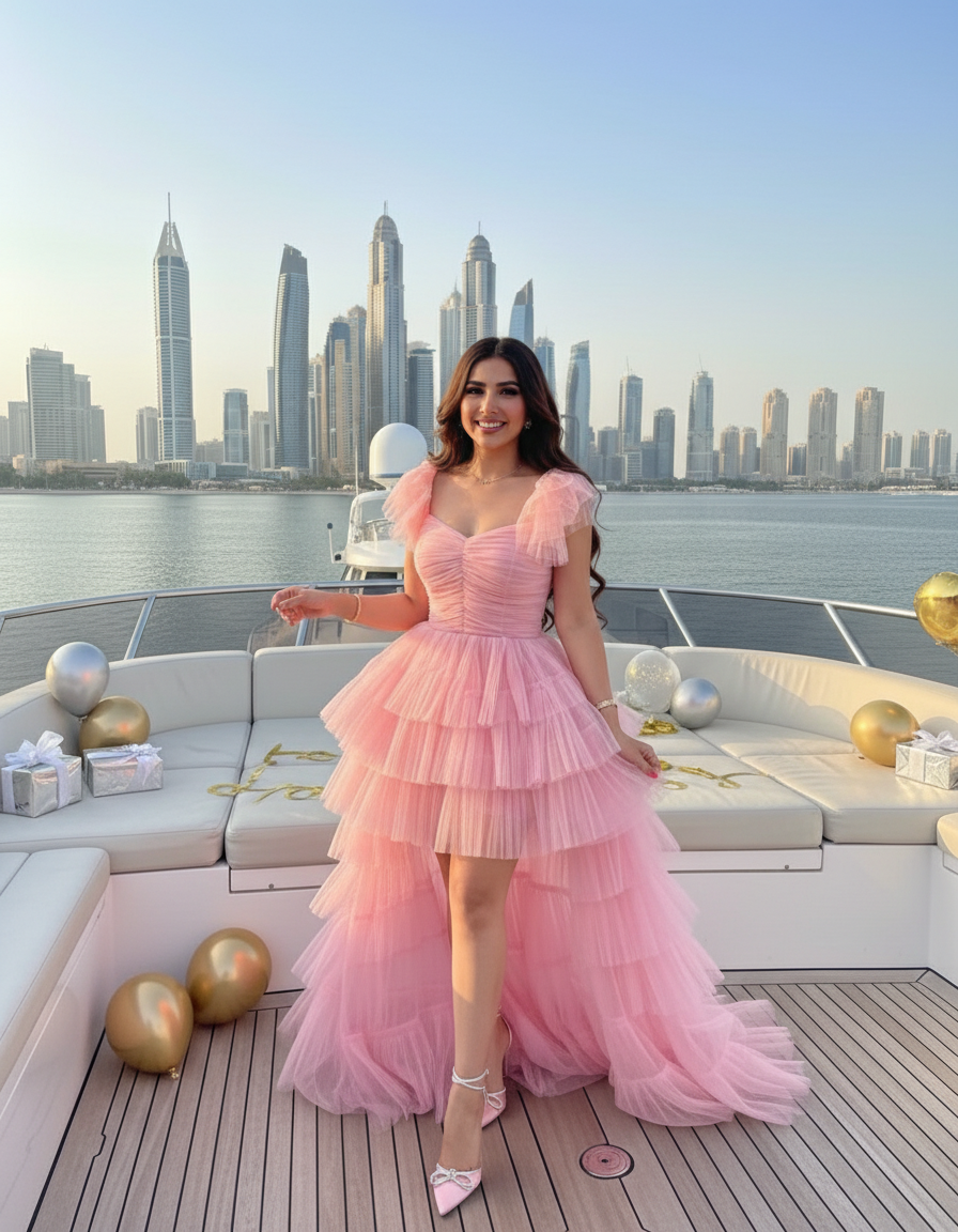 princess dress for birthday women Luxury Blush Pink Ruffle Tulle Party Gown Color:Dusty_Rose Do you have a soi:built_in_bra How to wear a