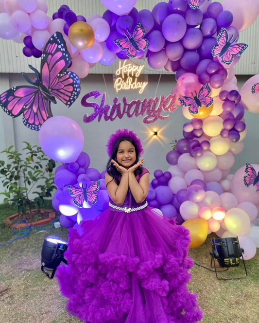 Baby Girl V-Neck High-Low Mesh Dress - Purple - DrapeMe - Your Affordable place for In-Trend clothing