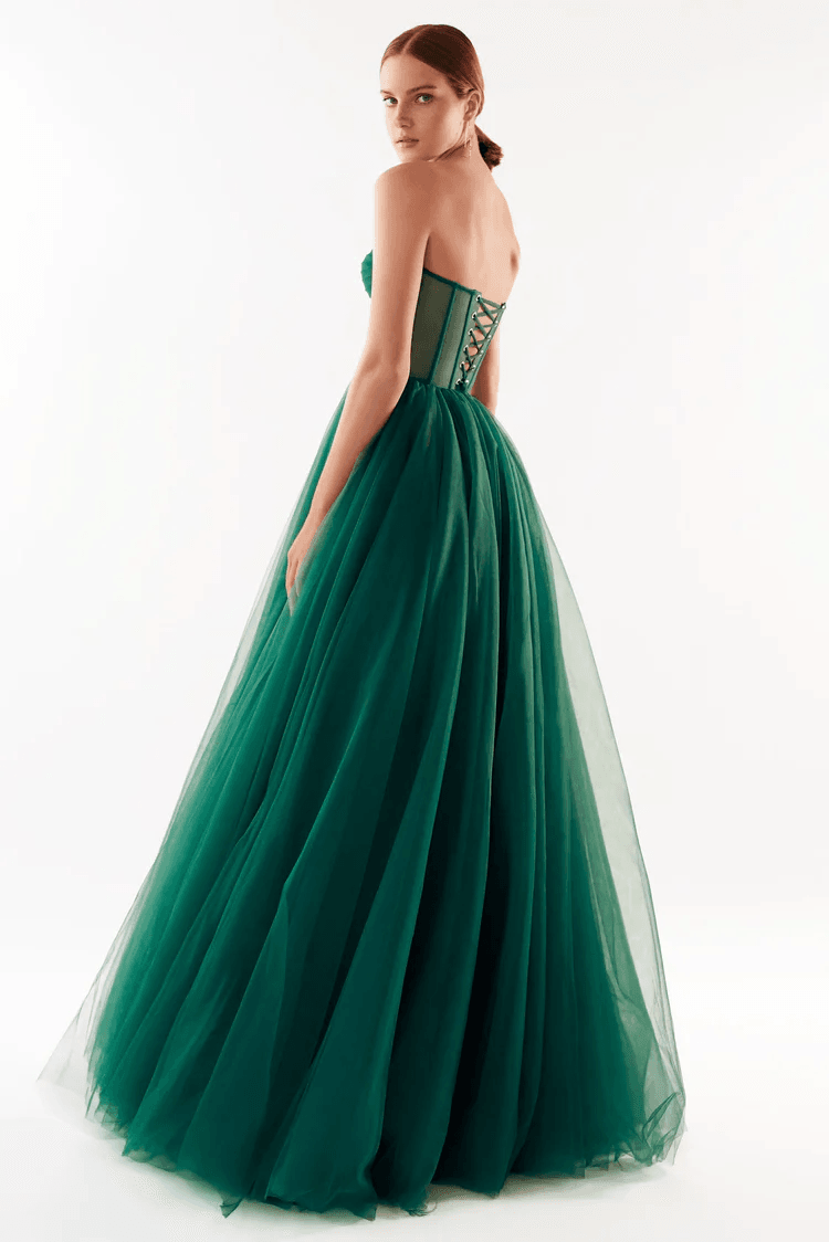 Emerald Green Tulle Corset Dress - DrapeMe - Your Affordable place for In-Trend clothing
