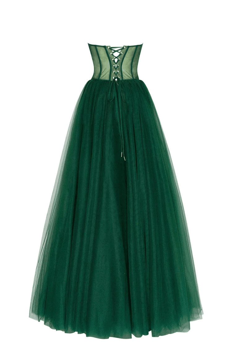 Emerald Green Tulle Corset Dress - DrapeMe - Your Affordable place for In-Trend clothing