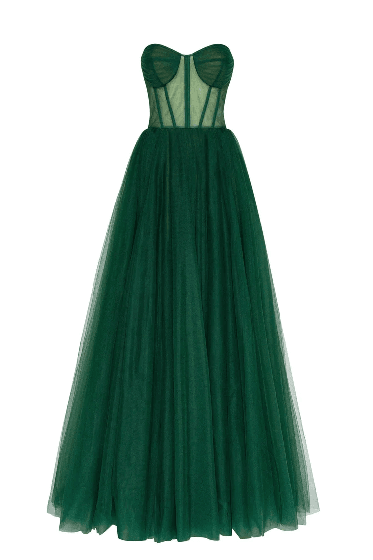 Emerald Green Tulle Corset Dress - DrapeMe - Your Affordable place for In-Trend clothing