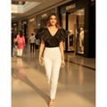 V- Neck Frill Organza Top - Black - DrapeMe - Your Affordable place for In-Trend clothing