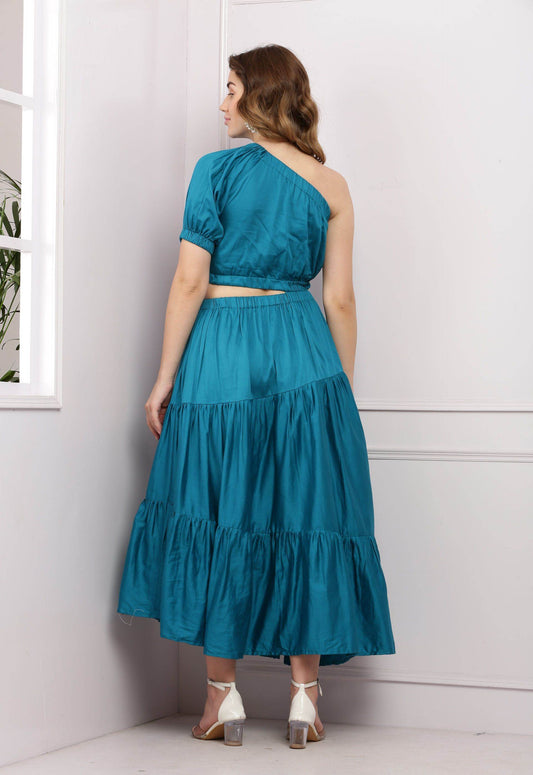 One shoulder Waist Cut Out Maxi Dress - DrapeMe - Your Affordable place for In-Trend clothing