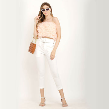 Fluffy Ruffle Tube Top - Peach - DrapeMe - Your Affordable place for In-Trend clothing