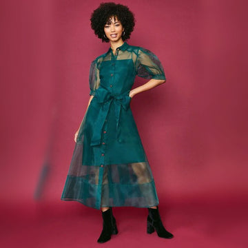 Finest Collar Neckline Shirt Maxi Dress – Deep Green
