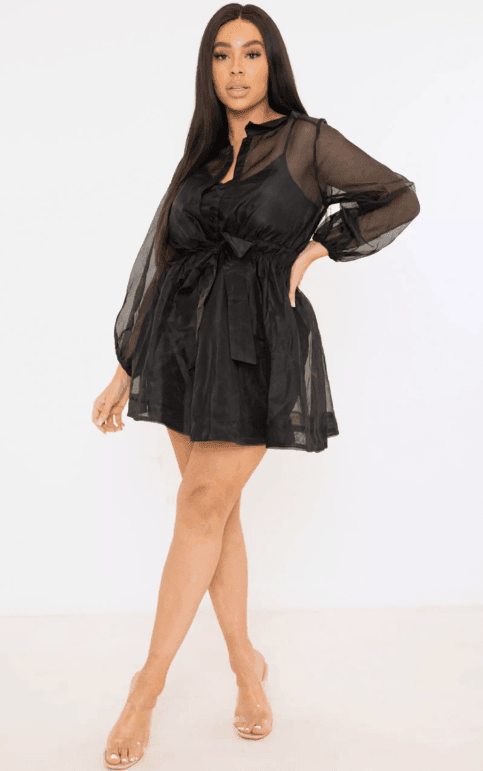 Knotted Organza Short Dress – Black - DrapeMe - Your Affordable place for In-Trend clothing