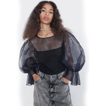 Transparent Sexy Party Wear Top - Black - DrapeMe - Your Affordable place for In-Trend clothing