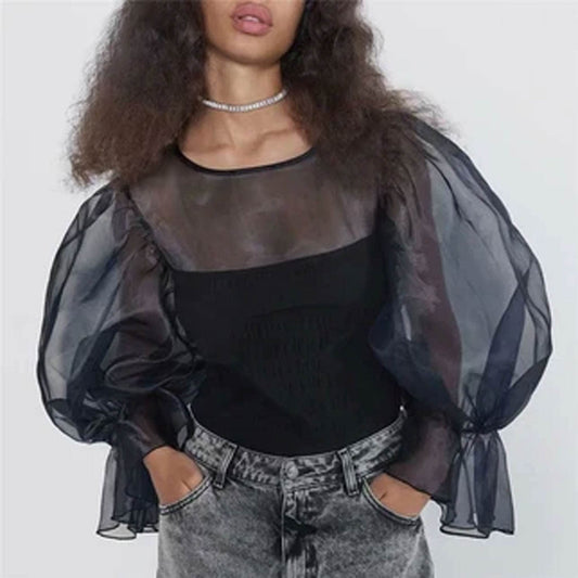 Transparent Sexy Party Wear Top - Black - DrapeMe - Your Affordable place for In-Trend clothing