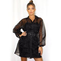 Organza Shirt Dress With Belt - Black - DrapeMe - Your Affordable place for In-Trend clothing