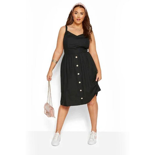 Plus Size Midi Summer Dress - Black - DrapeMe - Your Affordable place for In-Trend clothing