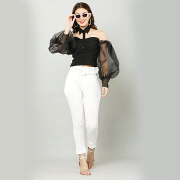 Sexy Collared Button Closure Top - Black - DrapeMe - Your Affordable place for In-Trend clothing