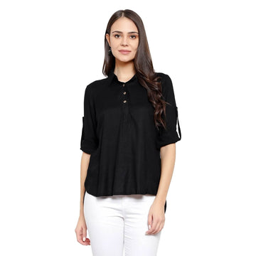 Roll It Up Kurta Top - Black - DrapeMe - Your Affordable place for In-Trend clothing