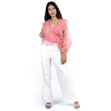 Ruffle Belted Crop Top - Peach - DrapeMe - Your Affordable place for In-Trend clothing