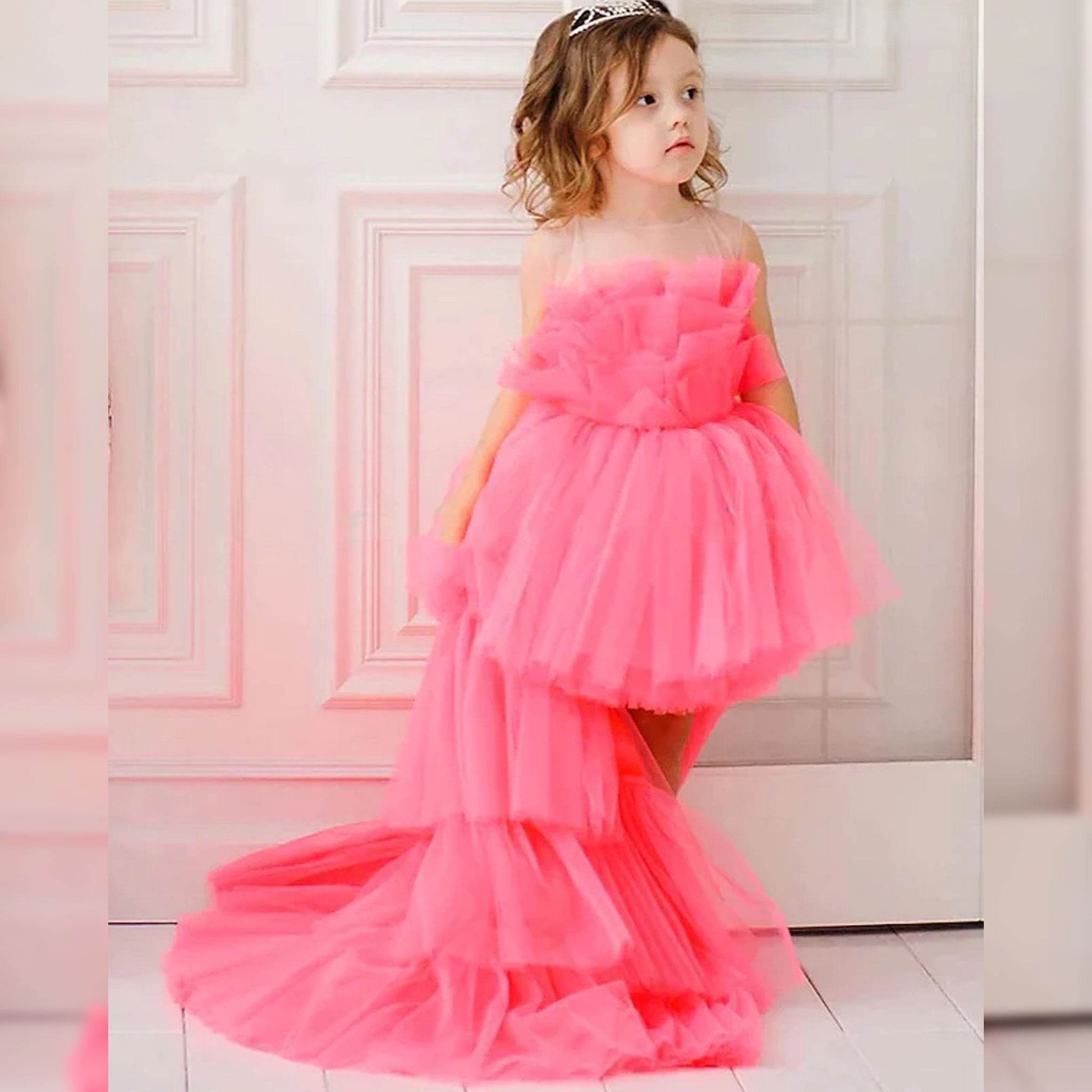 Princess Ruffle Trail Dress – Pink - DrapeMe - Your Affordable place for In-Trend clothing