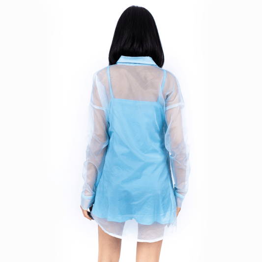 Trendy Organza Shirt Dress – Blue - DrapeMe - Your Affordable place for In-Trend clothing