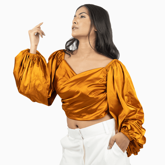 Sweet Heart Bell Sleeve Top - Mustard - DrapeMe - Your Affordable place for In-Trend clothing