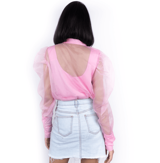 Ruffle Trim Party Wear Shirt - Pink - DrapeMe - Your Affordable place for In-Trend clothing