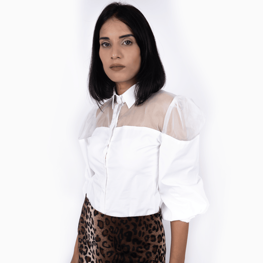 Women Organza White Shirt- Cotton - DrapeMe - Your Affordable place for In-Trend clothing