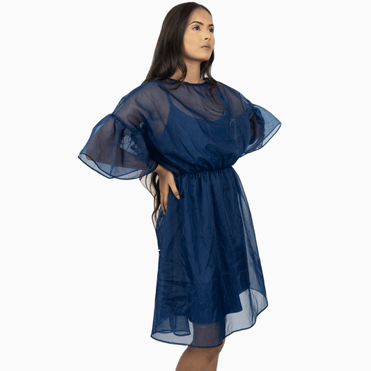 Elastic Bell Sleeves Oversized Dress - Navy Blue - DrapeMe - Your Affordable place for In-Trend clothing