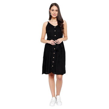 Front Button Midi Dress - Black - DrapeMe - Your Affordable place for In-Trend clothing