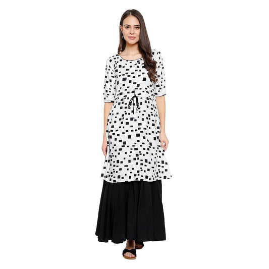 Printed Kurti With Plazo Bottom - White - DrapeMe - Your Affordable place for In-Trend clothing
