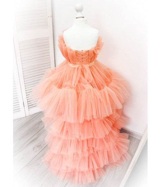 Baby Girl Birthday Dress With Detachable Trail – Peach - DrapeMe - Your Affordable place for In-Trend clothing
