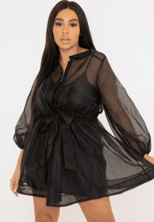 Knotted Organza Short Dress – Black - DrapeMe - Your Affordable place for In-Trend clothing