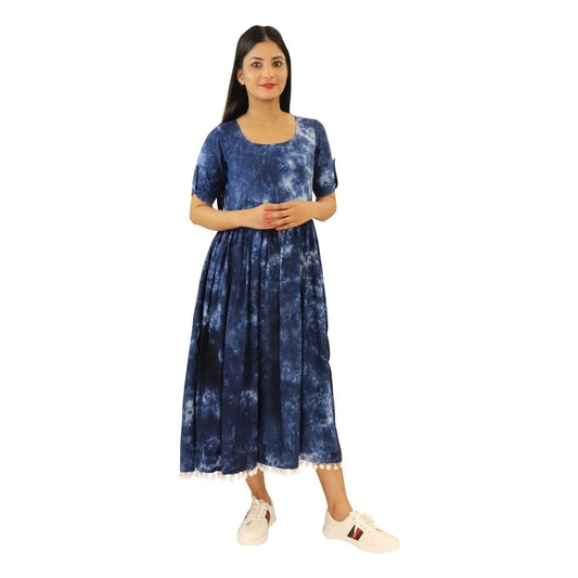 Tie & Dye Cotton Rayon Blend Kurta - Navy Blue - DrapeMe - Your Affordable place for In-Trend clothing