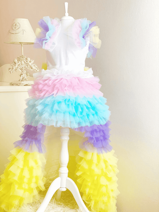 Unicorn Girl Birthday Dress, Toddler Unicorn Tulle Dress, Toddler Rainbow Birthday Dress - DrapeMe - Your Affordable place for In-Trend clothing