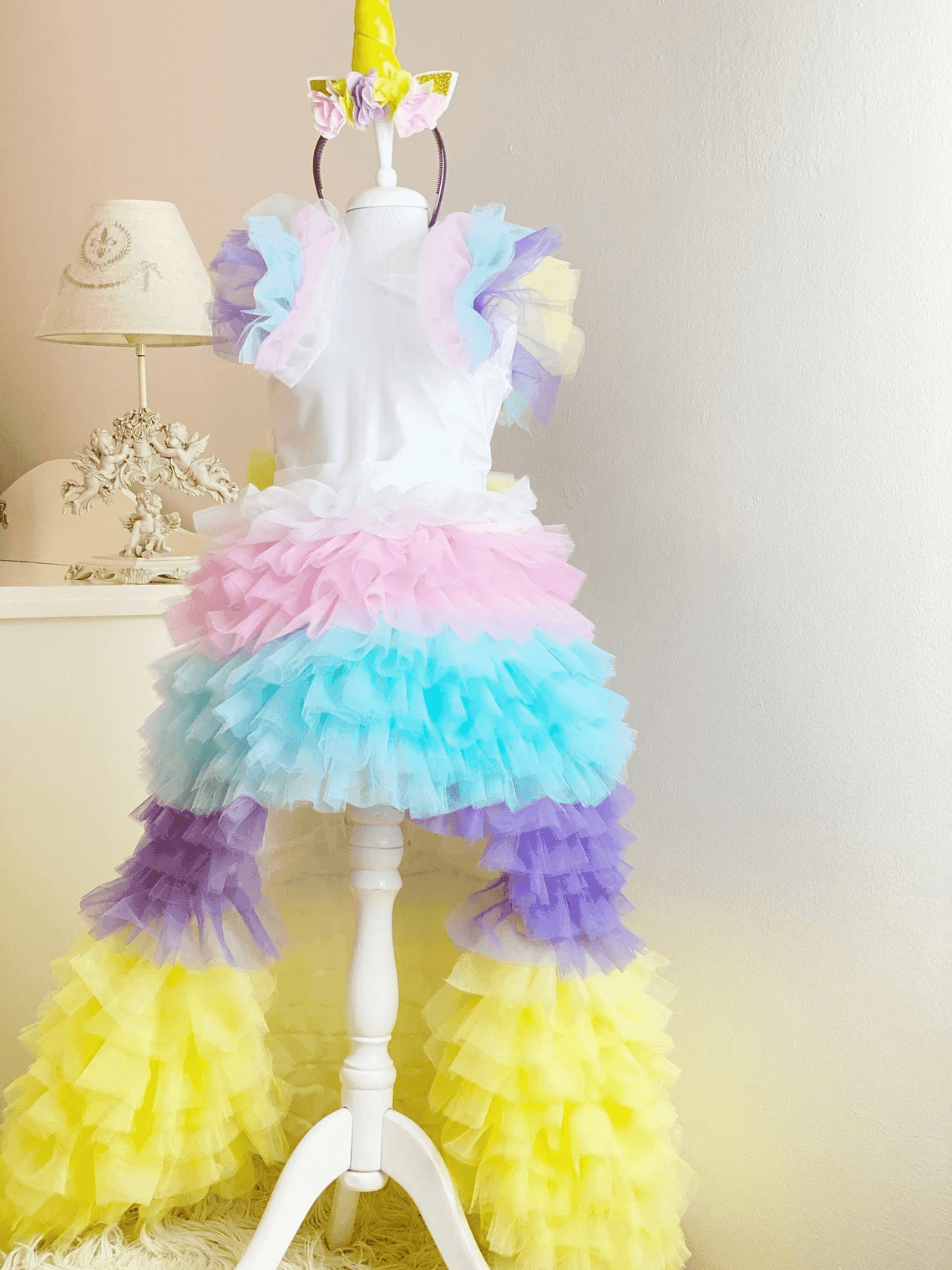 Unicorn Girl Birthday Dress, Toddler Unicorn Tulle Dress, Toddler Rainbow Birthday Dress - DrapeMe - Your Affordable place for In-Trend clothing
