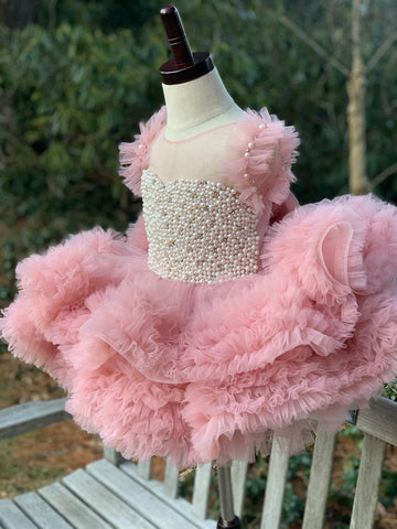 Girls Birthday Dress With Pearl Detailing