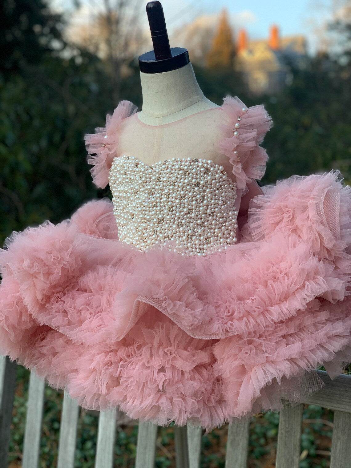 Girls Birthday Dress With Pearl Detailing - DrapeMe - Your Affordable place for In-Trend clothing