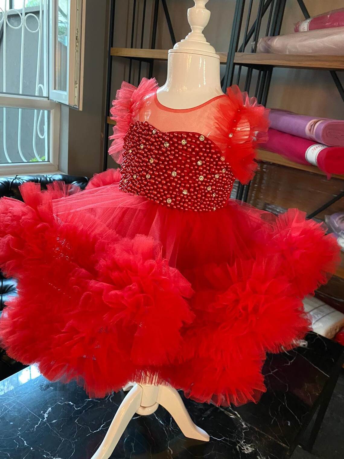 Girls Birthday Dress With Pearl Detailing - DrapeMe - Your Affordable place for In-Trend clothing