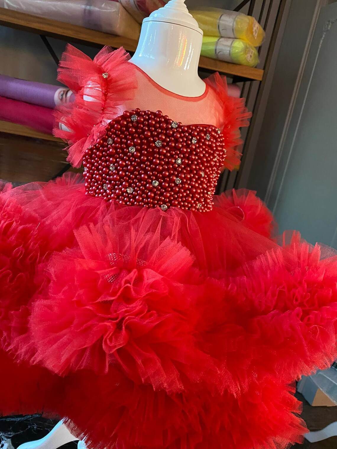 Girls Birthday Dress With Pearl Detailing - DrapeMe - Your Affordable place for In-Trend clothing