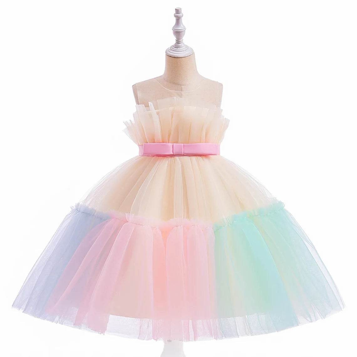 Birthday Girl Rainbow Puffy Dress - DrapeMe - Your Affordable place for In-Trend clothing