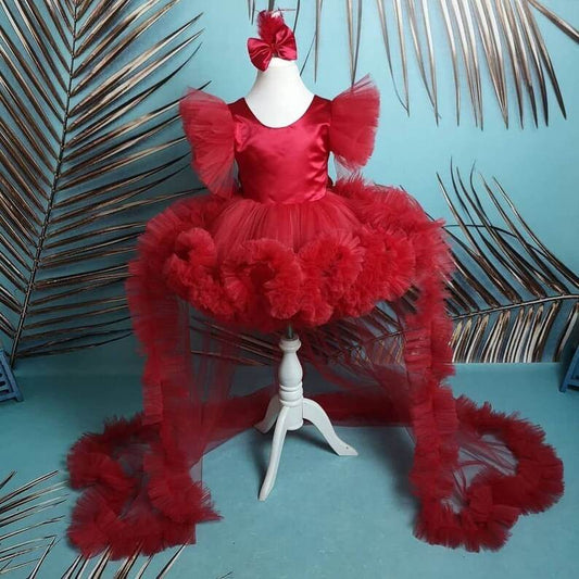 Beautiful Birthday Girl Dress With Detachable Trail - DrapeMe - Your Affordable place for In-Trend clothing