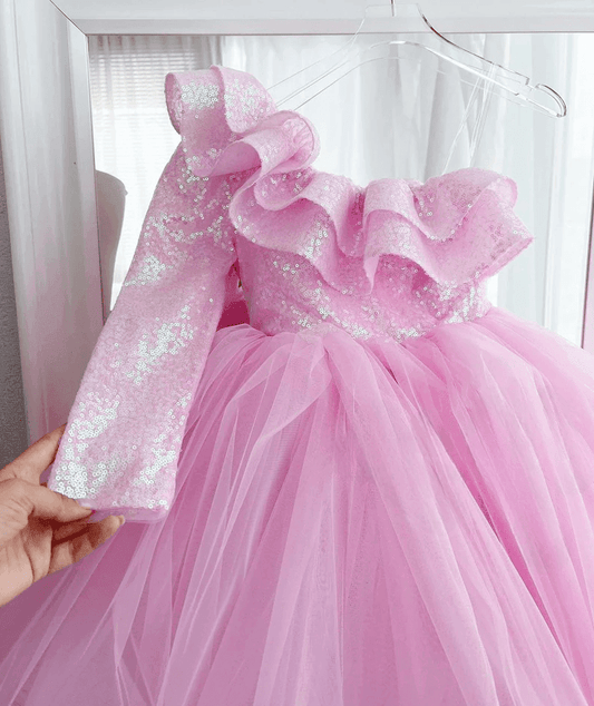 Shimmering Petal One Shoulder Dress - DrapeMe - Your Affordable place for In-Trend clothing