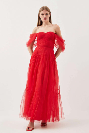 Be My Valentine Offshoulder Corset Tulle Dress