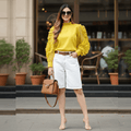 Floral Organza Puff Sleeve Top - Grass Yellow - DrapeMe - Your Affordable place for In-Trend clothing