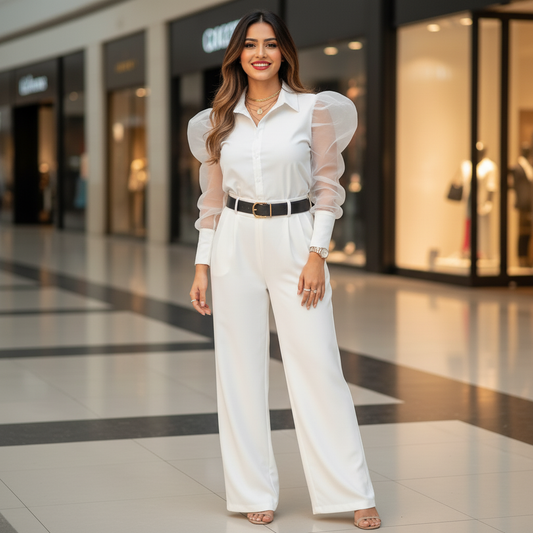 Women Elegant Organza White Shirt