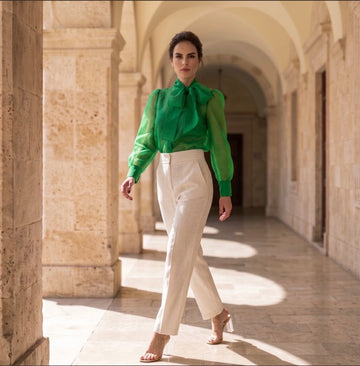 The Emerald Bow Organza Shirt