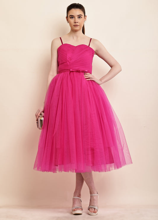 Pink Petal Princess Maxi Dress - Fuchsia Pink