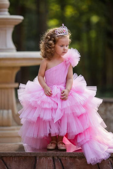 Fairy Tale Baby Pink Dress With Detachable Train