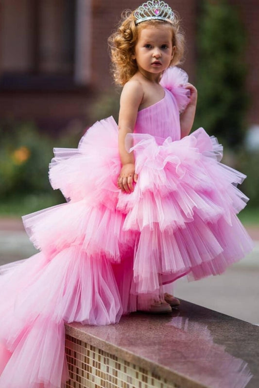 Fairy Tale Baby Pink Dress With Detachable Train