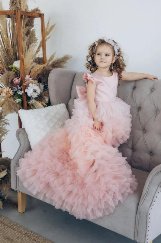 Fairytale Pink Birthday Dress With Detachable Trail