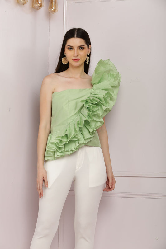 Fabulous One Shoulder Ruffled Top